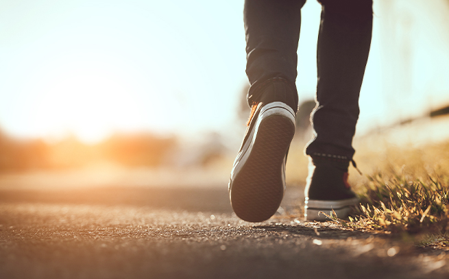 girl walking outside up close